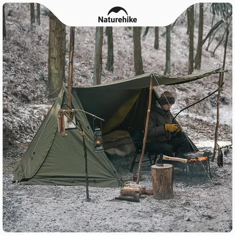 Army Green Single-Person Cotton Ridge Tent – Outdoor Camping, Hiking, Survival Shelter with Large Space & Chimney Ventilation (5.8kg)