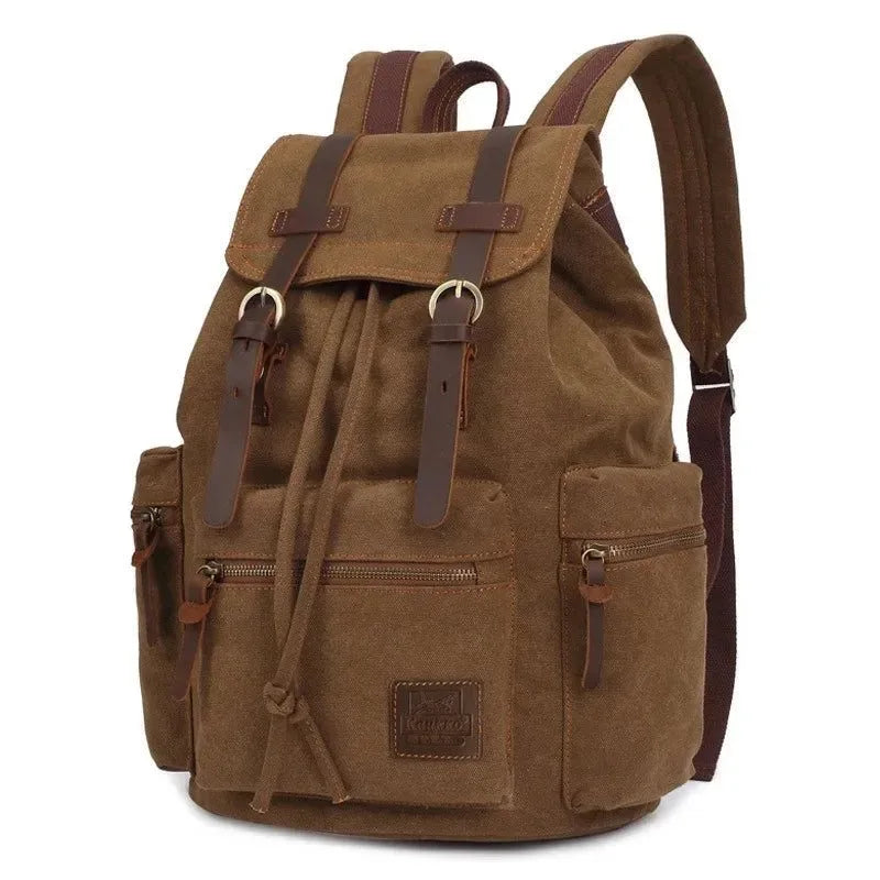 black canvas leather trekker backpack Vintage Canvas Backpack for Men and Women