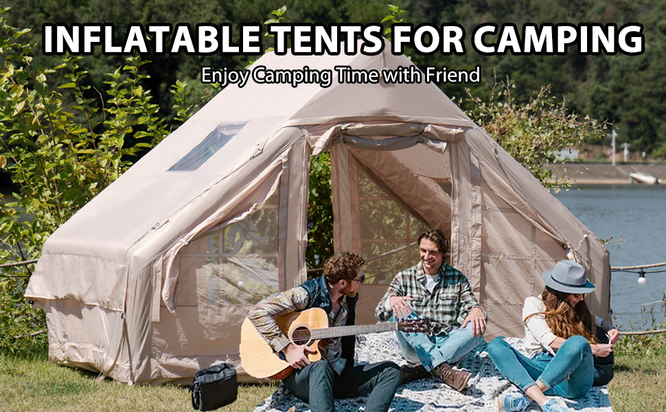 Large 8+ Person Inflatable Camping Tent – Instant Setup 4-Season Family Tent with Hand Pump, 3000mm Waterproof & Windproof