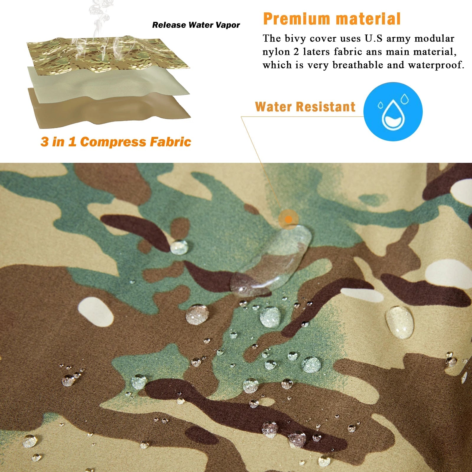 Bivy Cover Sack for Military Army Modular Sleeping System, Waterproof Outer Shell for Sleeping Bag, Minimalist Stealth Shelter Trekker Essentials