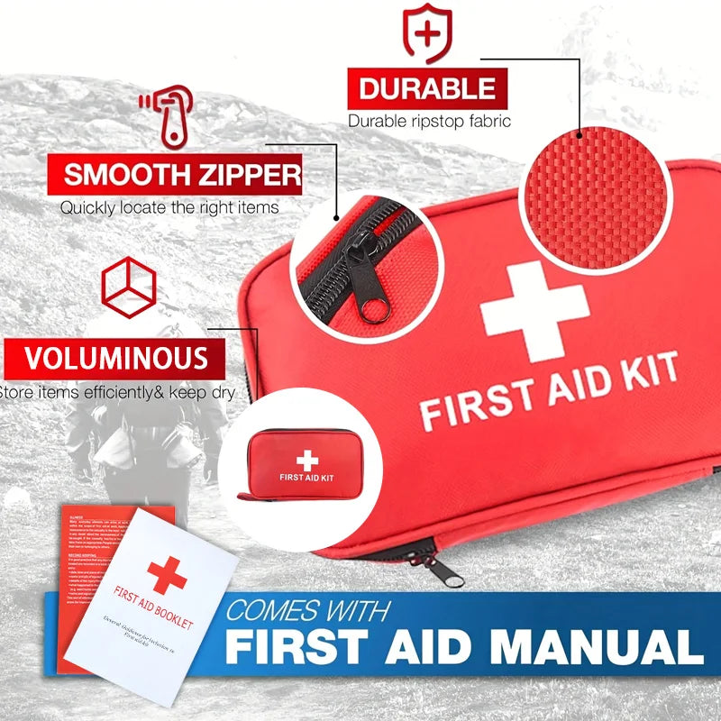 Family Car Travel First Aid Kit 198 Pieces First Aid Kit for Home, Car, Travel, Business, Survival, Office, Camping, Hiking, Boa Trekker Essentials