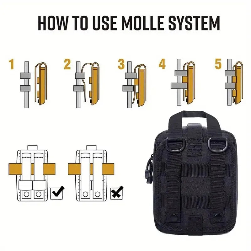 Tactical Molle First Aid Pouch – EDC Emergency Medical Kit Bag for Camping, Hiking & Survival Trekker Essentials