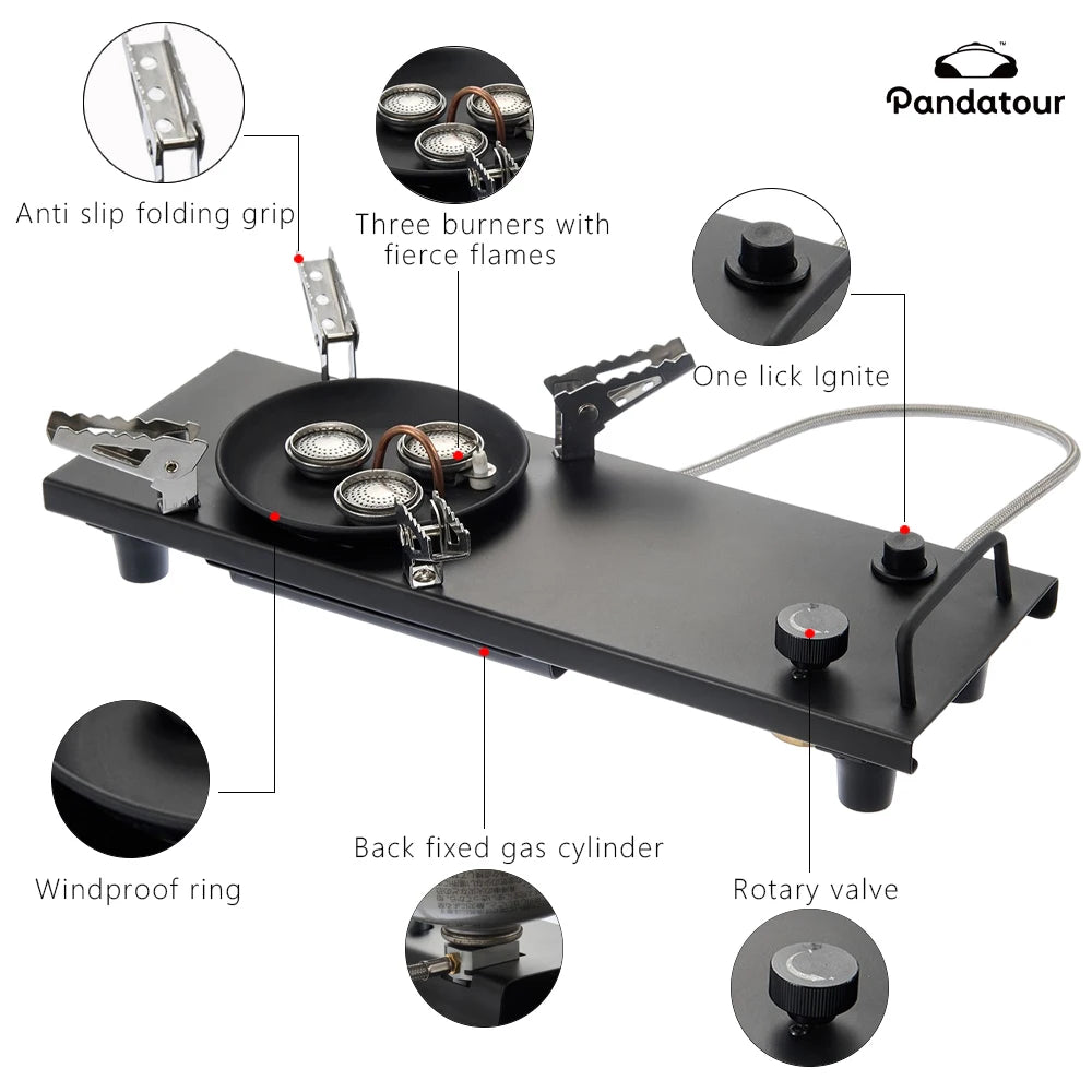 Pandatour Camping IGT 0.5UNT Gas Stove Outdoor One lick Ignite High Effi Ciency Camping Supplies Table Stove High Firepower Trekker Essentials