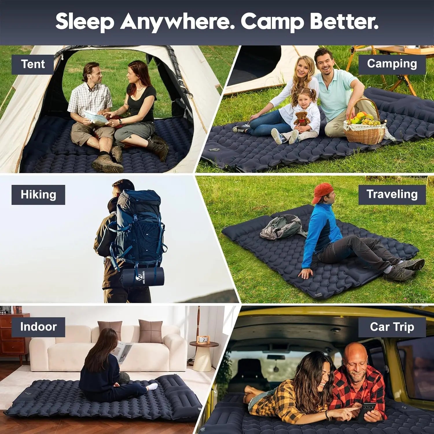 Foldable Outdoor Camping Inflatable Mattress - Warm, Ultra-Wide, Thick, Ultra-Light - Double-Use for Indoor Sleeping, Trekker Essentials