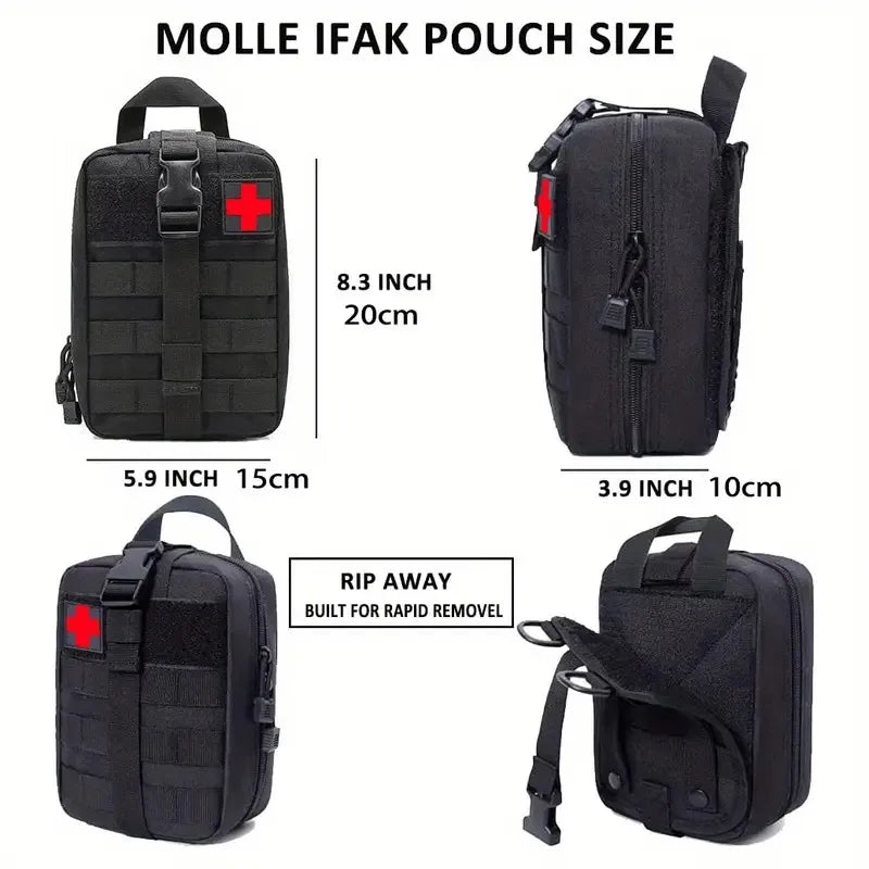 Tactical Molle First Aid Pouch – EDC Emergency Medical Kit Bag for Camping, Hiking & Survival Trekker Essentials