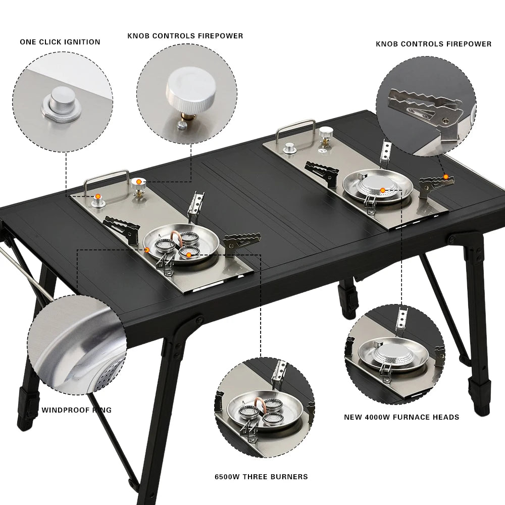 Pandatour Camping IGT Gas Stove Easy Equiped 0.5-Unit Portable Hiking Stove High Effi Ciency 6500W High Firepower Burner Trekker Essentials