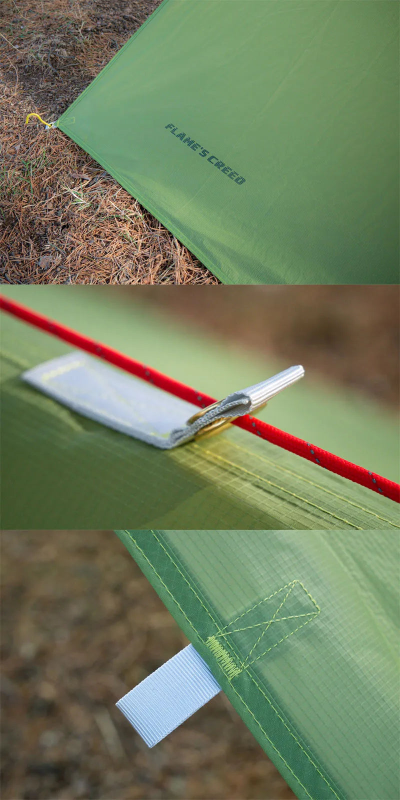 Ultralight Camping Tarp 15D Nylon Silicone Coated – Waterproof Backpacking Shelter (3×3 / 4×3 / 5×3 m) Trekker Essentials