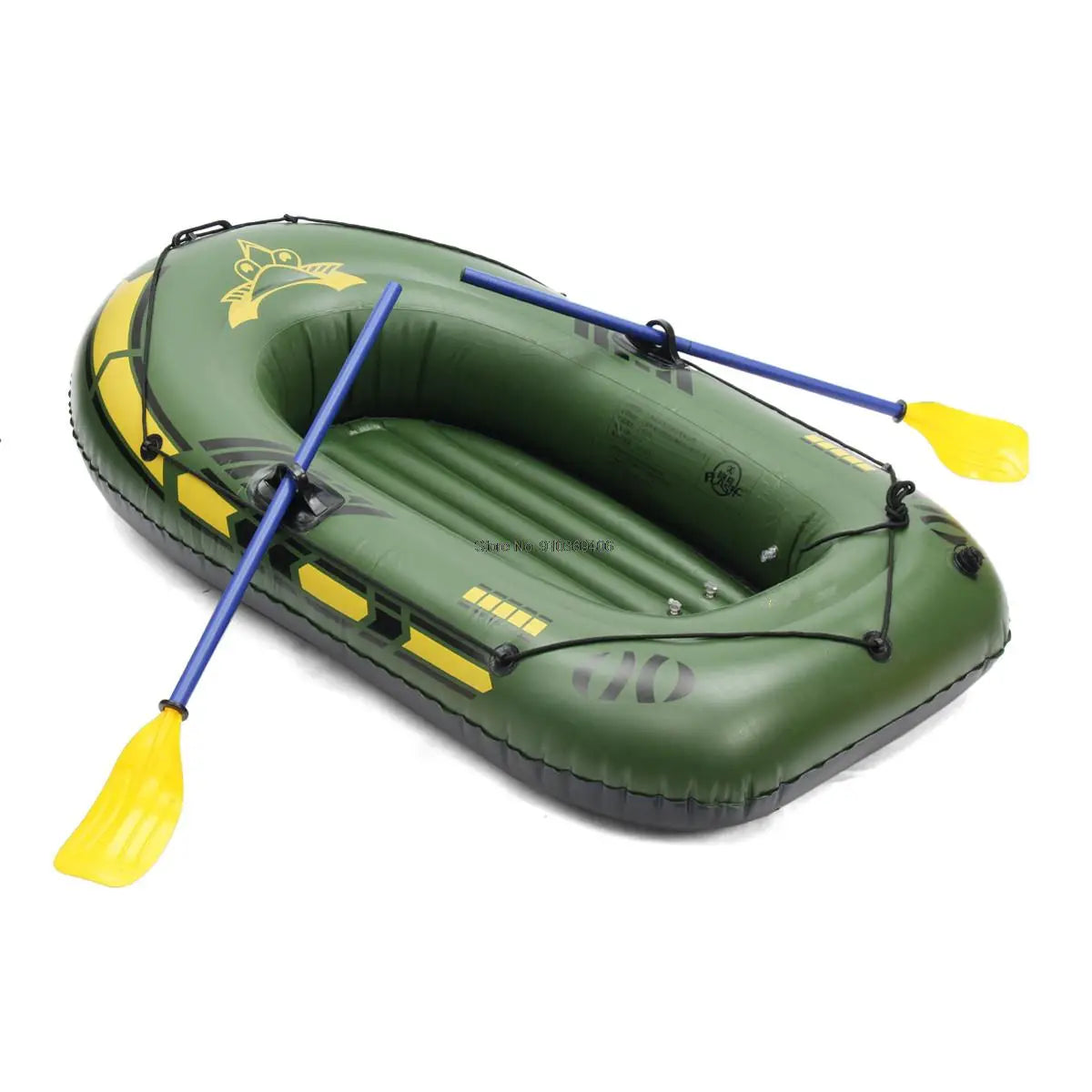Inflatable Fishing Boat with Rod Holders: 200kg Capacity, 3-Person Raft for Lakes & Rivers