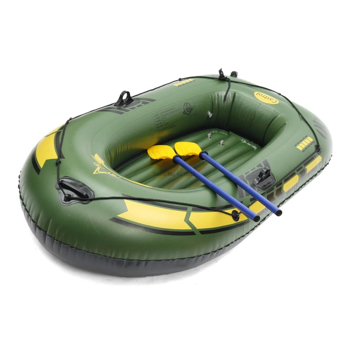 Inflatable Fishing Boat with Rod Holders: 200kg Capacity, 3-Person Raft for Lakes & Rivers