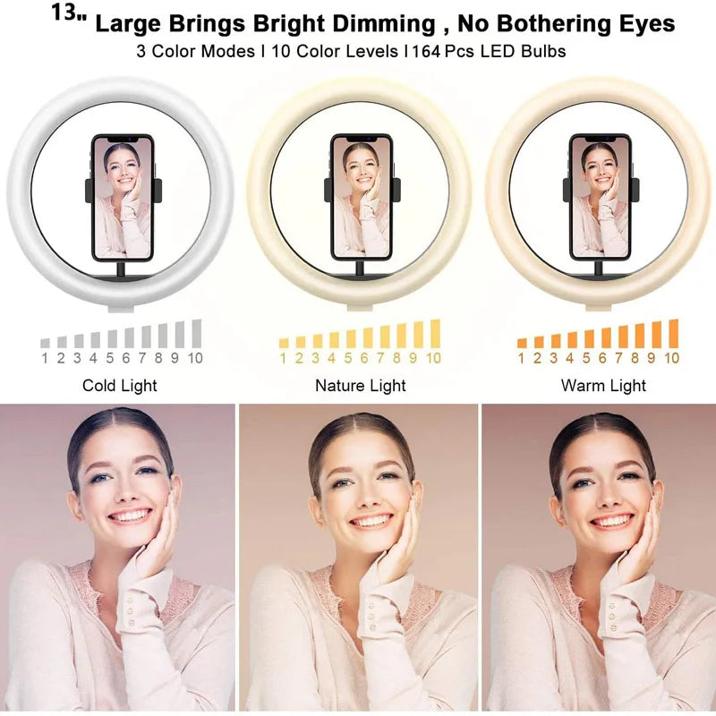 26 33CM Video Lights Dimmable Light Selfie LED Ring Light USB Ring Lighting Lamp With Tripod Stand To Make Youtube Ringlight Trekker Essentials