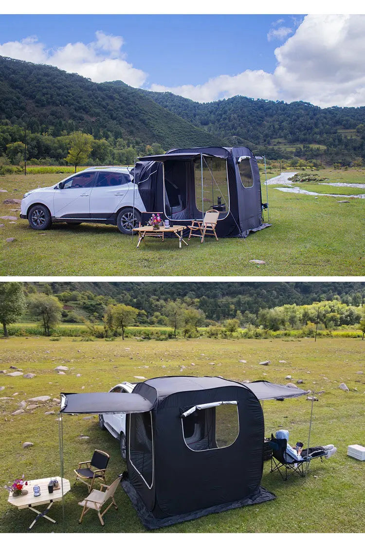SUV Car Rear Tent – Waterproof Trunk Camping Tent with Awning for Family Outdoor Travel (5–8 Person) Trekker Essentials