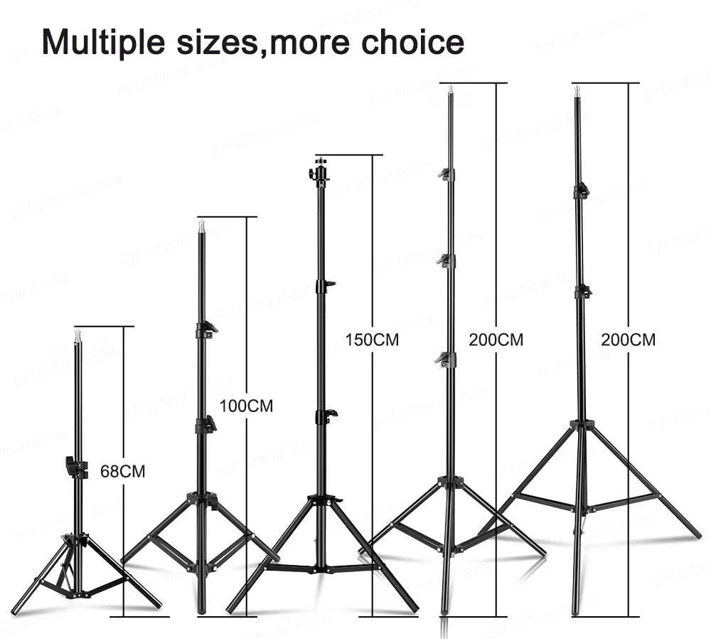 Flexible Phone Tripod Stand with Ring Light & Bluetooth Remote - 200cm