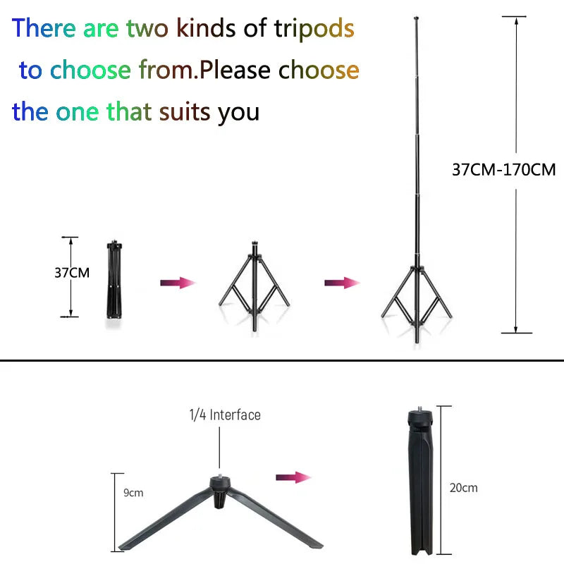 26 33CM Video Lights Dimmable Light Selfie LED Ring Light USB Ring Lighting Lamp With Tripod Stand To Make Youtube Ringlight Trekker Essentials