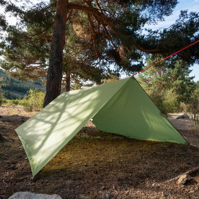 Ultralight Camping Tarp 15D Nylon Silicone Coated – Waterproof Backpacking Shelter (3×3 / 4×3 / 5×3 m) Trekker Essentials