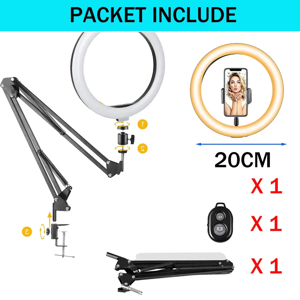 LED Ring Light with Adjustable Tripod Stand – Dimmable Circle Fill Light for Selfie, Makeup, Photography, and Video
