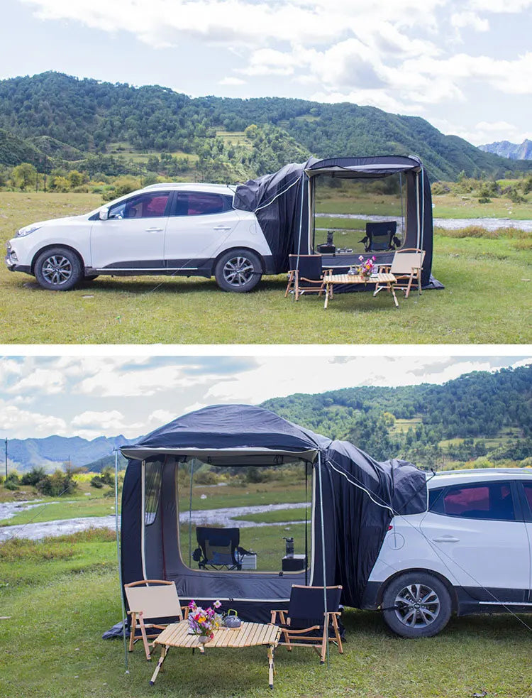 SUV Car Rear Tent – Waterproof Trunk Camping Tent with Awning for Family Outdoor Travel (5–8 Person) Trekker Essentials