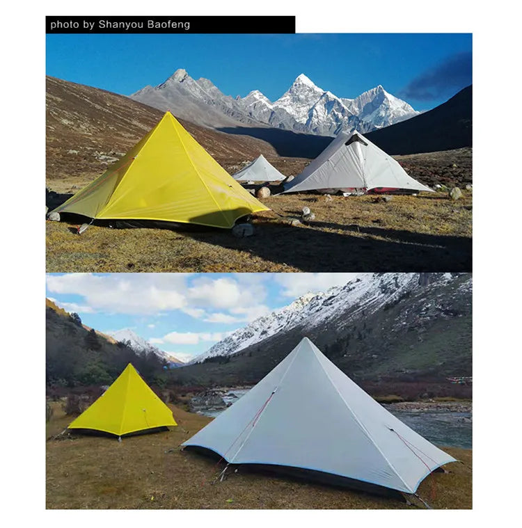 FLAME’S CREED Lanshan 1 Ultralight Tent – 1 Person 15D Silnylon Backpacking Shelter (4-Season, Double Layer) Trekker Essentials