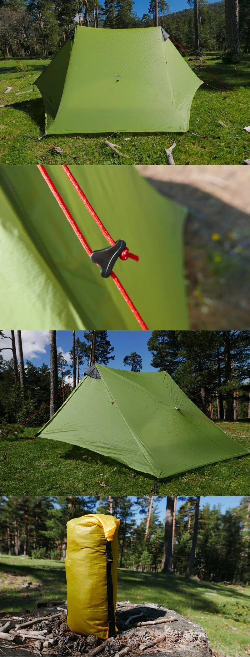 2024 New Version FLAME'S CREED LanShan 2 Person Oudoor Ultralight Camping Tent 3 Season Professional 15D Silnylon Rodless Tent Trekker Essentials