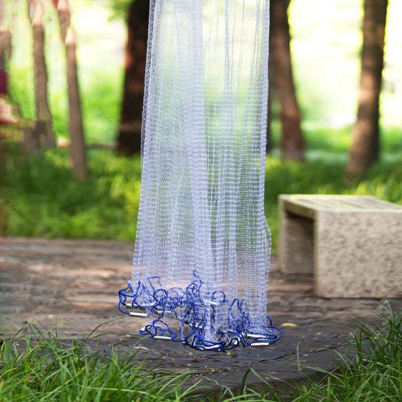 Lawaia Hand Cast Net Aluminum or Blue Plastic Ring Folding Network Steel Pendant Monofilament Nylon Fishing Line Fishnet Trekker Essentials