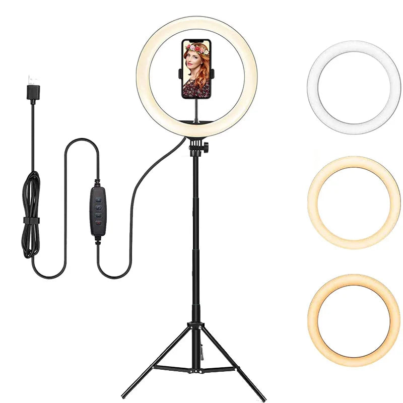 26 33CM Video Lights Dimmable Light Selfie LED Ring Light USB Ring Lighting Lamp With Tripod Stand To Make Youtube Ringlight Trekker Essentials