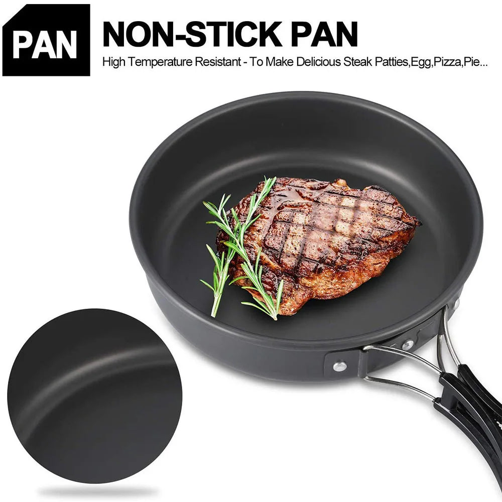 Portable Camping Cookware Set – Lightweight Aluminum Outdoor Cooking Kit for Camping, Hiking & Backpacking Trekker Essentials