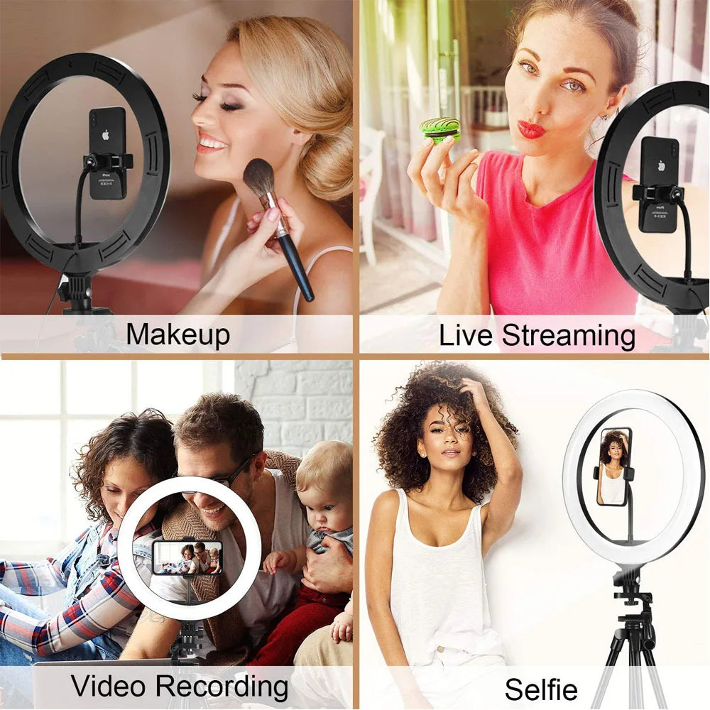 26 33CM Video Lights Dimmable Light Selfie LED Ring Light USB Ring Lighting Lamp With Tripod Stand To Make Youtube Ringlight Trekker Essentials