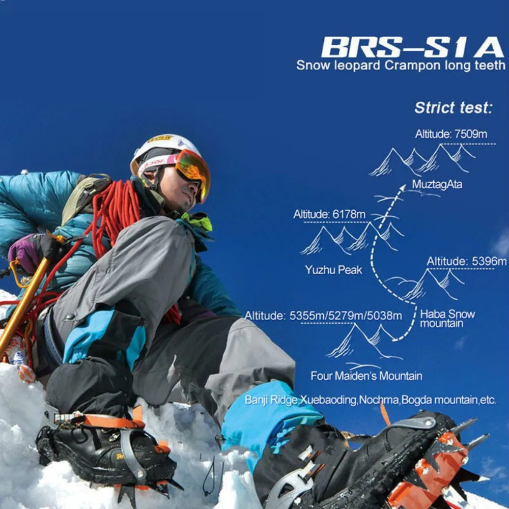 Crampones de hielo de acero de 14 dientes: agarres antideslizantes para nieve, esquí, senderismo y escalada.