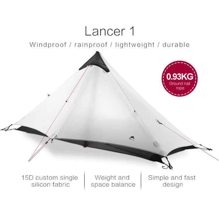 FLAME’S CREED Lanshan 1 Ultralight Tent – 1 Person 15D Silnylon Backpacking Shelter (4-Season, Double Layer) Trekker Essentials