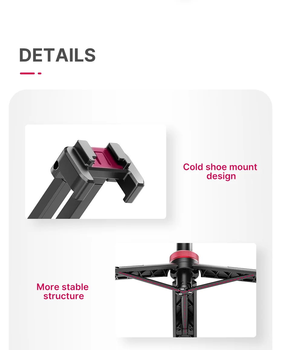 Extendable Vlog Tripod Stand with Phone Mount – 42" for DSLR, Smartphone, GoPro