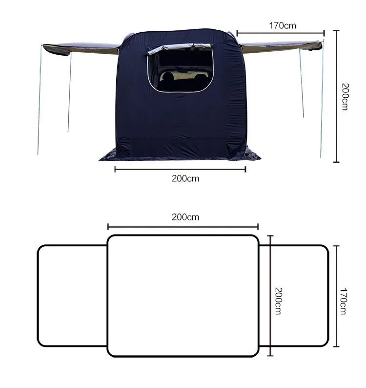 SUV Car Rear Tent – Waterproof Trunk Camping Tent with Awning for Family Outdoor Travel (5–8 Person) Trekker Essentials