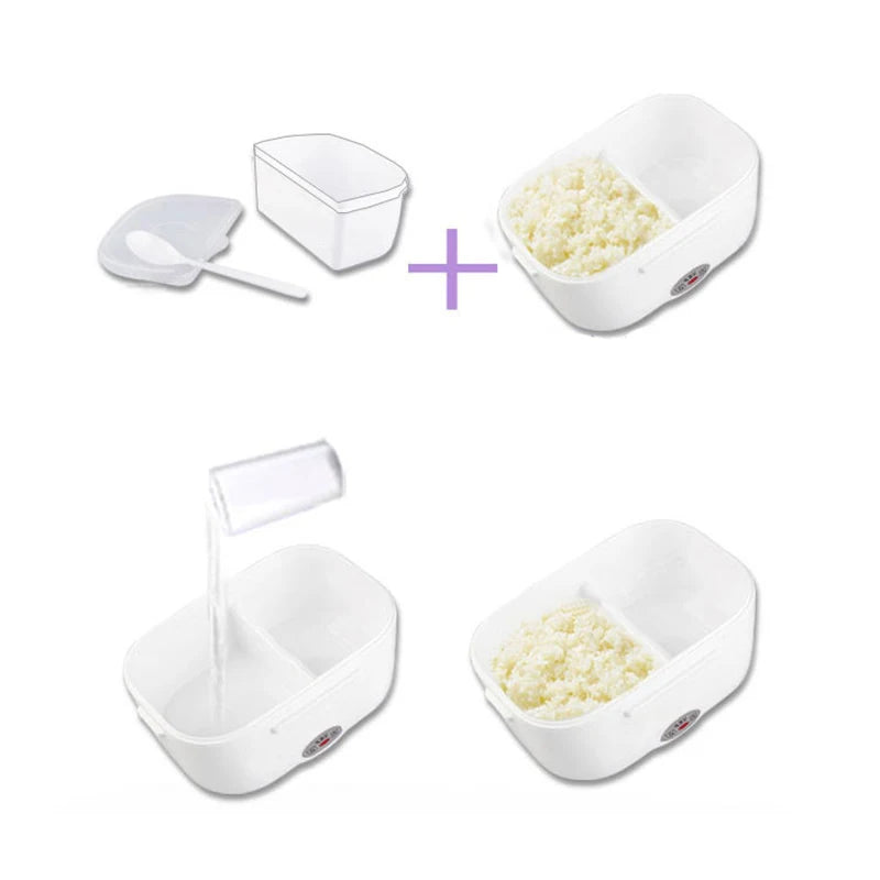 Fiambrera eléctrica portátil con calentador de alimentos: 12 V/24 V/110 V/220 V para el hogar, la oficina, viajes y el coche.