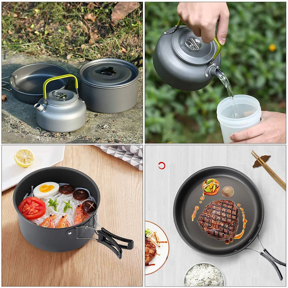 Portable Camping Cookware Set – Lightweight Aluminum Outdoor Cooking Kit for Camping, Hiking & Backpacking Trekker Essentials