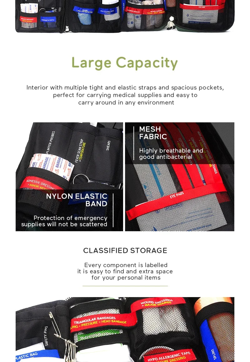 255-Piece First Aid Kit (or Empty Medical Bag) – Tactical Emergency Survival Kit for Camping, Travel & Home Trekker Essentials