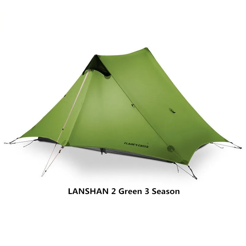 2024 New Version FLAME'S CREED LanShan 2 Person Oudoor Ultralight Camping Tent 3 Season Professional 15D Silnylon Rodless Tent Trekker Essentials
