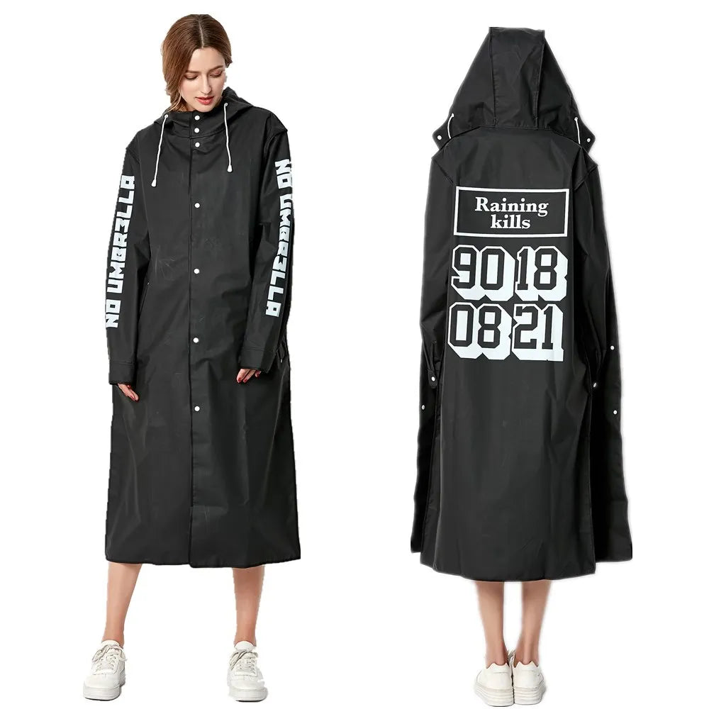 Big Size Men & Women Thin Black Raincoat - Slim Waterproof Adult Poncho