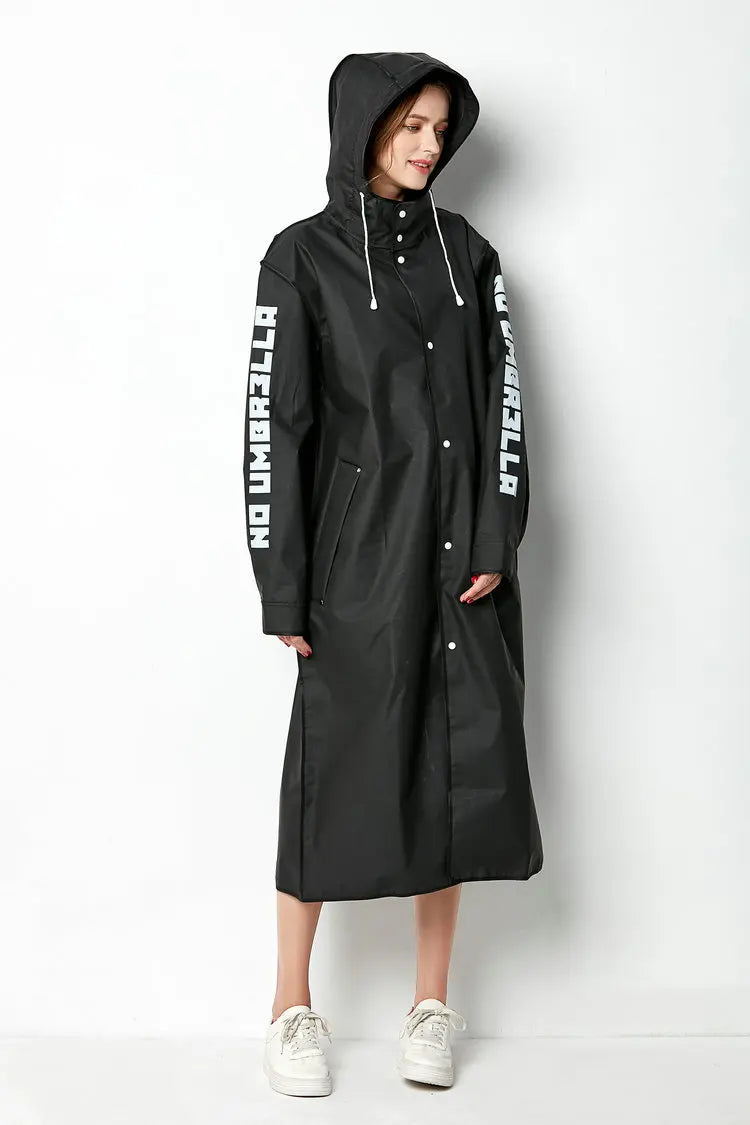 Big Size Men & Women Thin Black Raincoat - Slim Waterproof Adult Poncho