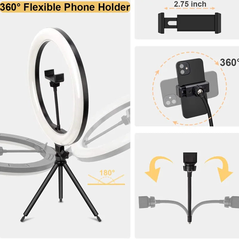 26 33CM Video Lights Dimmable Light Selfie LED Ring Light USB Ring Lighting Lamp With Tripod Stand To Make Youtube Ringlight Trekker Essentials
