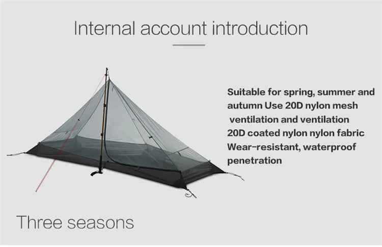 FLAME’S CREED Lanshan 1 Ultralight Tent – 1 Person 15D Silnylon Backpacking Shelter (4-Season, Double Layer) Trekker Essentials