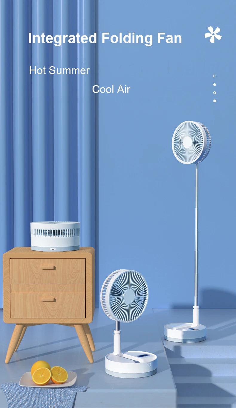 Ventilador de suelo plegable portátil de 10800 mAh | Recargable por USB, control remoto, enfriador de aire silencioso para acampar