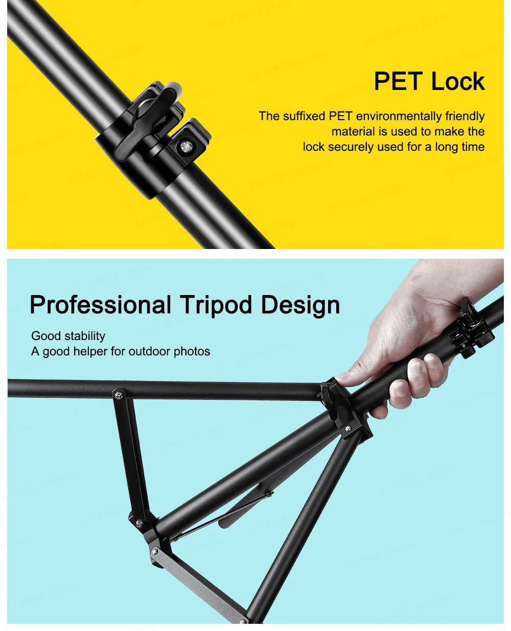 Flexible Phone Tripod Stand with Ring Light & Bluetooth Remote - 200cm