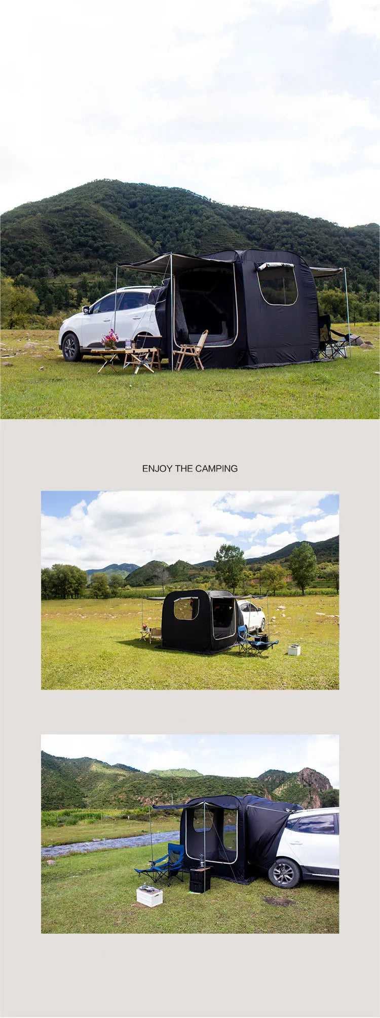 SUV Car Rear Tent – Waterproof Trunk Camping Tent with Awning for Family Outdoor Travel (5–8 Person) Trekker Essentials