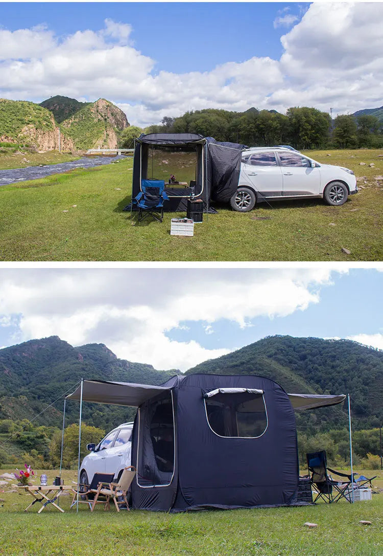 SUV Car Rear Tent – Waterproof Trunk Camping Tent with Awning for Family Outdoor Travel (5–8 Person) Trekker Essentials