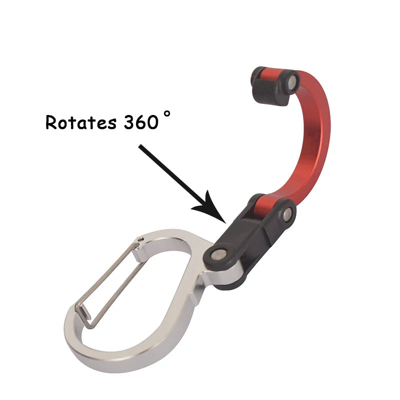 Multifunctional Hybrid Gear Clip Carabiner 360 Degree Rotating Hook Strong Buckle Camping Hiking Travel Backpack Outdoor Gadget Trekker Essentials