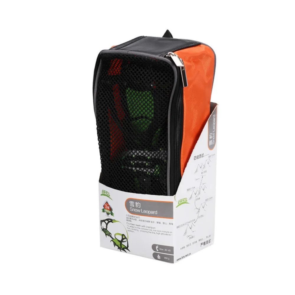 Crampones de hielo de acero de 14 dientes: agarres antideslizantes para nieve, esquí, senderismo y escalada.