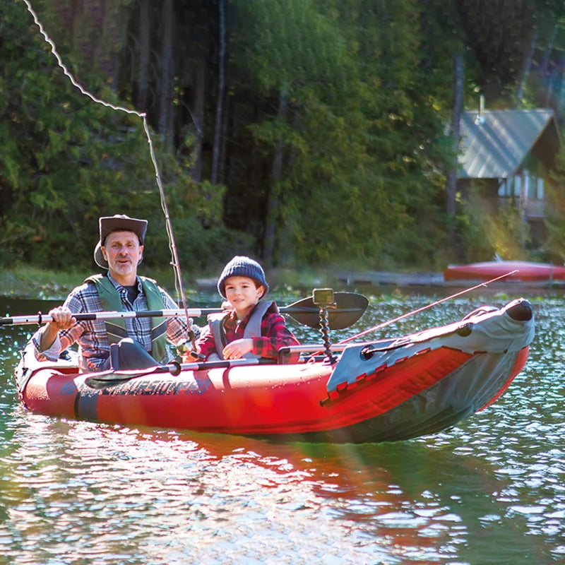 Heavy-Duty 1-3 Person Inflatable Boat: Fishing Dinghy with Detachable Seats & Foldable Kayak Design