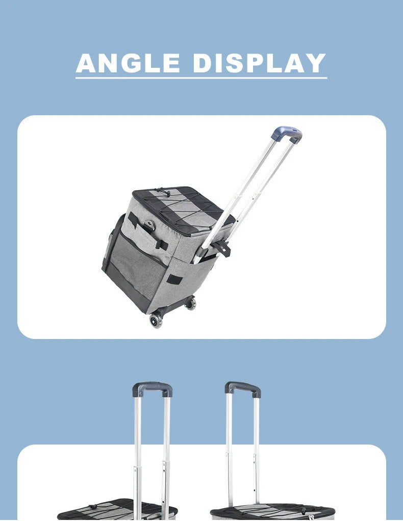 Cooler with Wheels and Handle Removable Wheels Insulated Portable Rolling Cooler Bag for Camping Hiking BBQ Summer Beach Travel