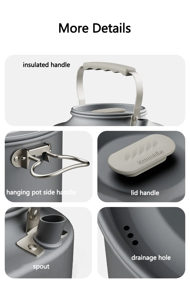 Compact Camping Cookware Set – Non-Stick Aluminum Outdoor Cooking & Picnic Kit with Teapot for 2–4 Persons