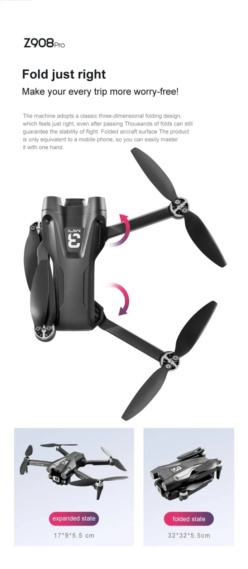 Dron Z908 Pro/MAX 8K: cámara HD 4K/6K/8K, cuadricóptero plegable con función de evasión de obstáculos en 3 lados