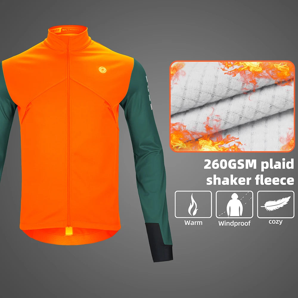 Men's Pro Cycling Jacket: Windproof Fleece Thermal Jacket with Breathable & Reflective Design