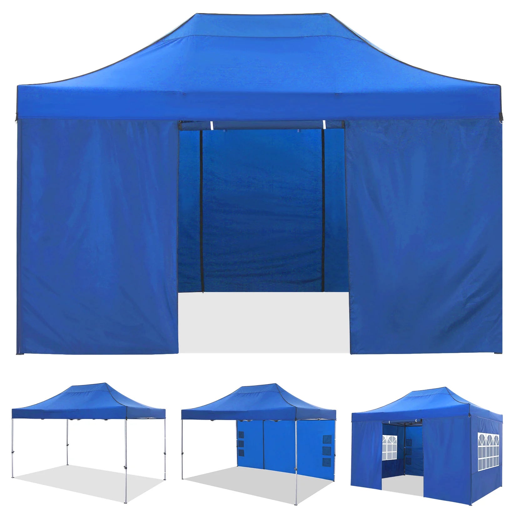 10'x15' Heavy-Duty Pop-Up Canopy Tent – Waterproof 4-Sidewall Commercial Gazebo